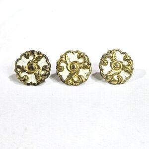 3 -Vtg JAPAN 1.5” Diameter Floral French Provincial Round Drawer Knobs/Pulls